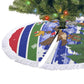 Gambia Christmas Tree Skirt Santa Birds Gift Boxes Forest Scene and Snowflake - African Pride