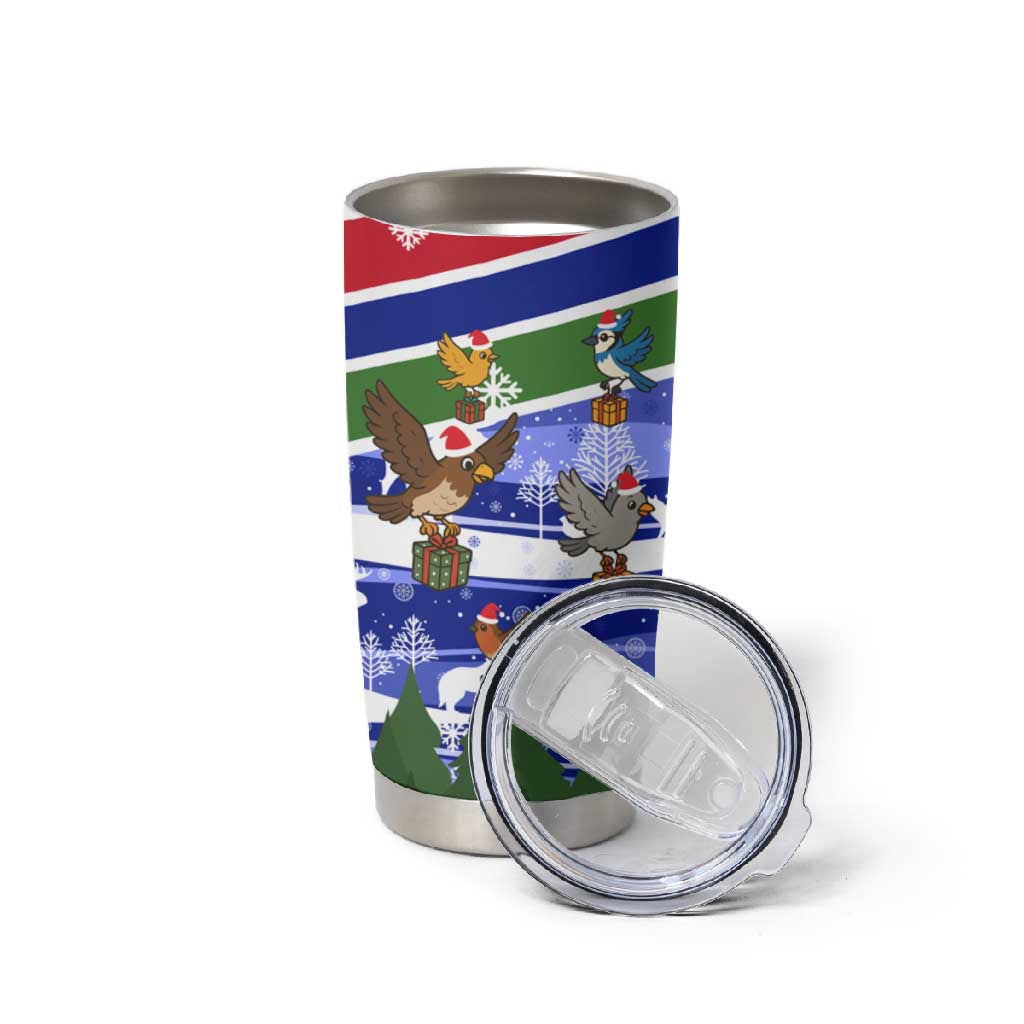 Gambia Christmas Tumbler Cup Santa Birds Gift Boxes Forest Scene and Snowflake - African Pride