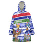 Gambia Christmas Wearable Blanket Hoodie Santa Birds Gift Boxes Forest Scene and Snowflake - African Pride