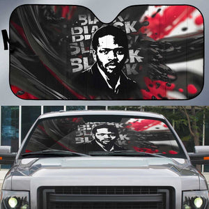 Steve Biko Auto Sun Shade with Black Consciousness Portrait, Power Fist Symbol and Red-Black Freedom - African Pride