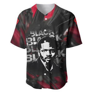 Steve Biko Baseball Jersey with Black Consciousness Portrait, Power Fist Symbol and Red-Black Freedom - African Pride