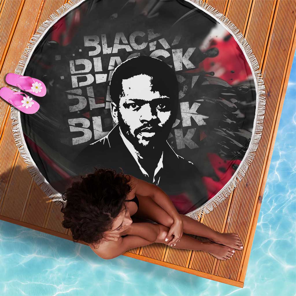 Steve Biko Beach Blanket with Black Consciousness Portrait, Power Fist Symbol and Red-Black Freedom - African Pride