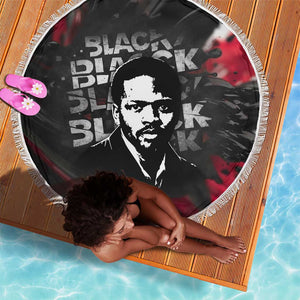 Steve Biko Beach Blanket with Black Consciousness Portrait, Power Fist Symbol and Red-Black Freedom - African Pride