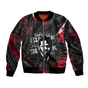 Steve Biko Bomber Jacket with Black Consciousness Portrait, Power Fist Symbol and Red-Black Freedom - African Pride