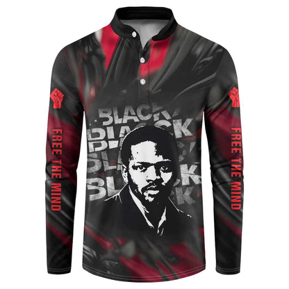 Steve Biko Button Sweatshirt with Black Consciousness Portrait, Power Fist Symbol and Red-Black Freedom