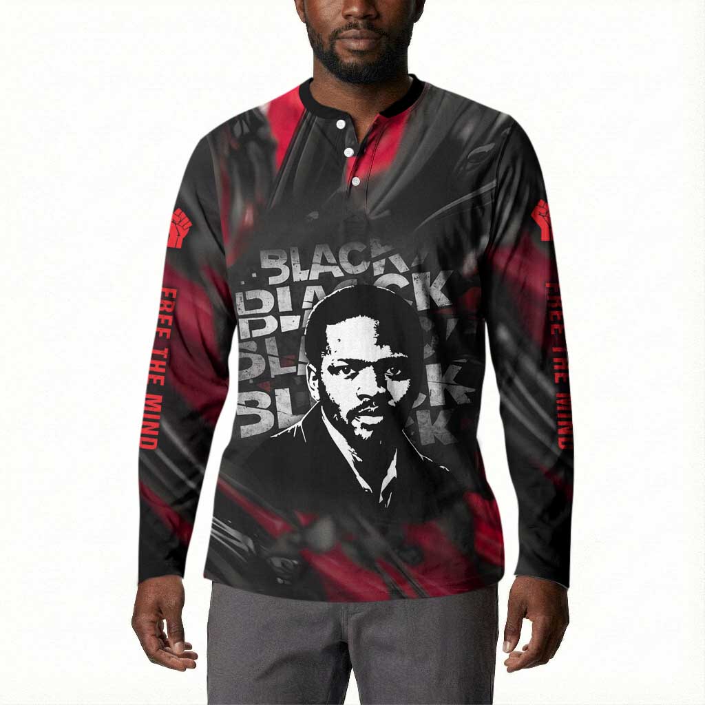 Steve Biko Button Sweatshirt with Black Consciousness Portrait, Power Fist Symbol and Red-Black Freedom