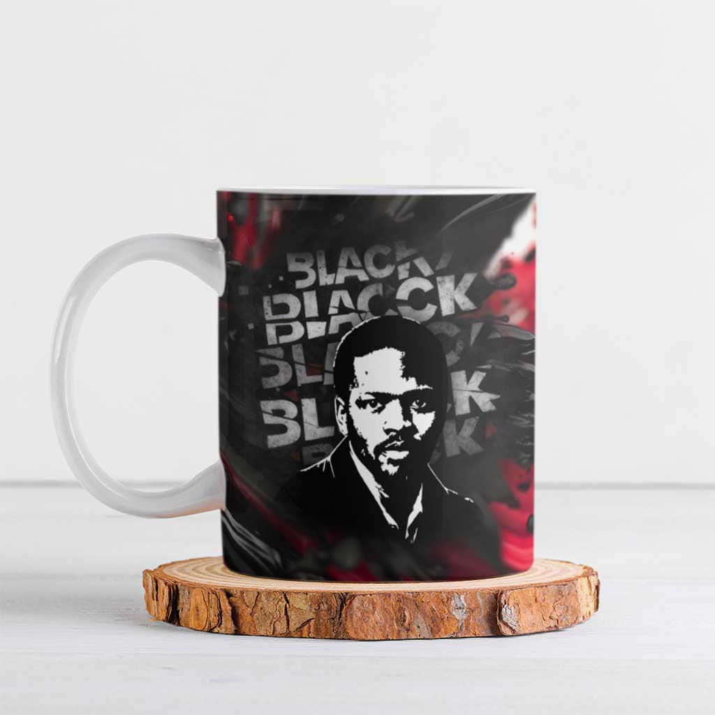 Steve Biko Ceramic Mug with Black Consciousness Portrait, Power Fist Symbol and Red-Black Freedom - African Pride