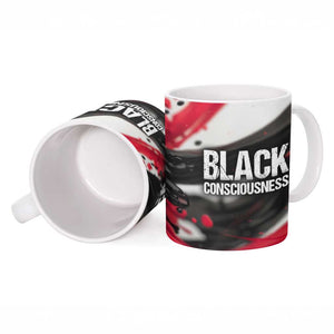 Steve Biko Ceramic Mug with Black Consciousness Portrait, Power Fist Symbol and Red-Black Freedom - African Pride