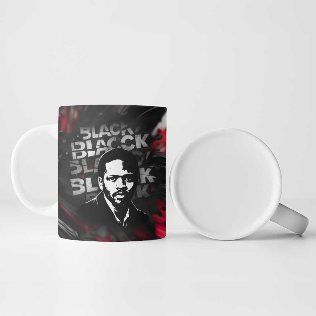 Steve Biko Ceramic Mug with Black Consciousness Portrait, Power Fist Symbol and Red-Black Freedom - African Pride