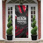 Steve Biko Door Cover with Black Consciousness Portrait, Power Fist Symbol and Red-Black Freedom - African Pride