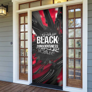 Steve Biko Door Cover with Black Consciousness Portrait, Power Fist Symbol and Red-Black Freedom - African Pride