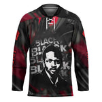 Steve Biko Hockey Jersey with Black Consciousness Portrait, Power Fist Symbol and Red-Black Freedom - African Pride