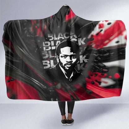Steve Biko Hooded Blanket with Black Consciousness Portrait, Power Fist Symbol and Red-Black Freedom - African Pride