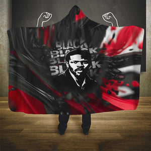 Steve Biko Hooded Blanket with Black Consciousness Portrait, Power Fist Symbol and Red-Black Freedom - African Pride