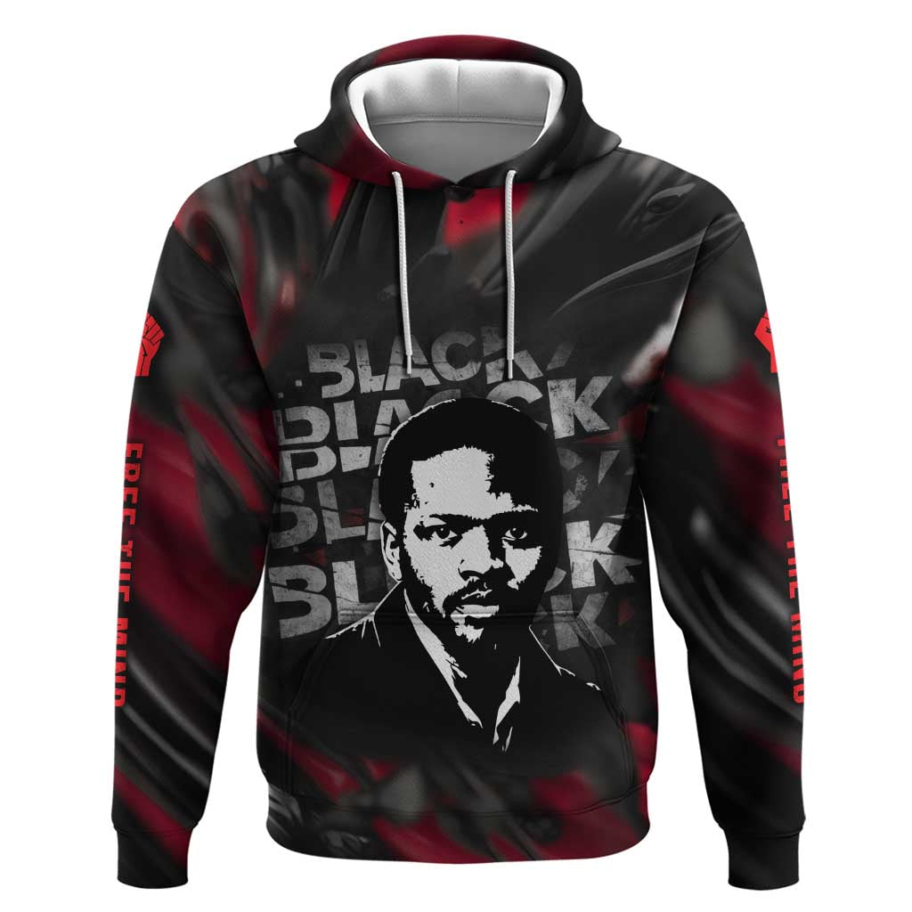 Steve Biko Hoodie with Black Consciousness Portrait, Power Fist Symbol and Red-Black Freedom - African Pride