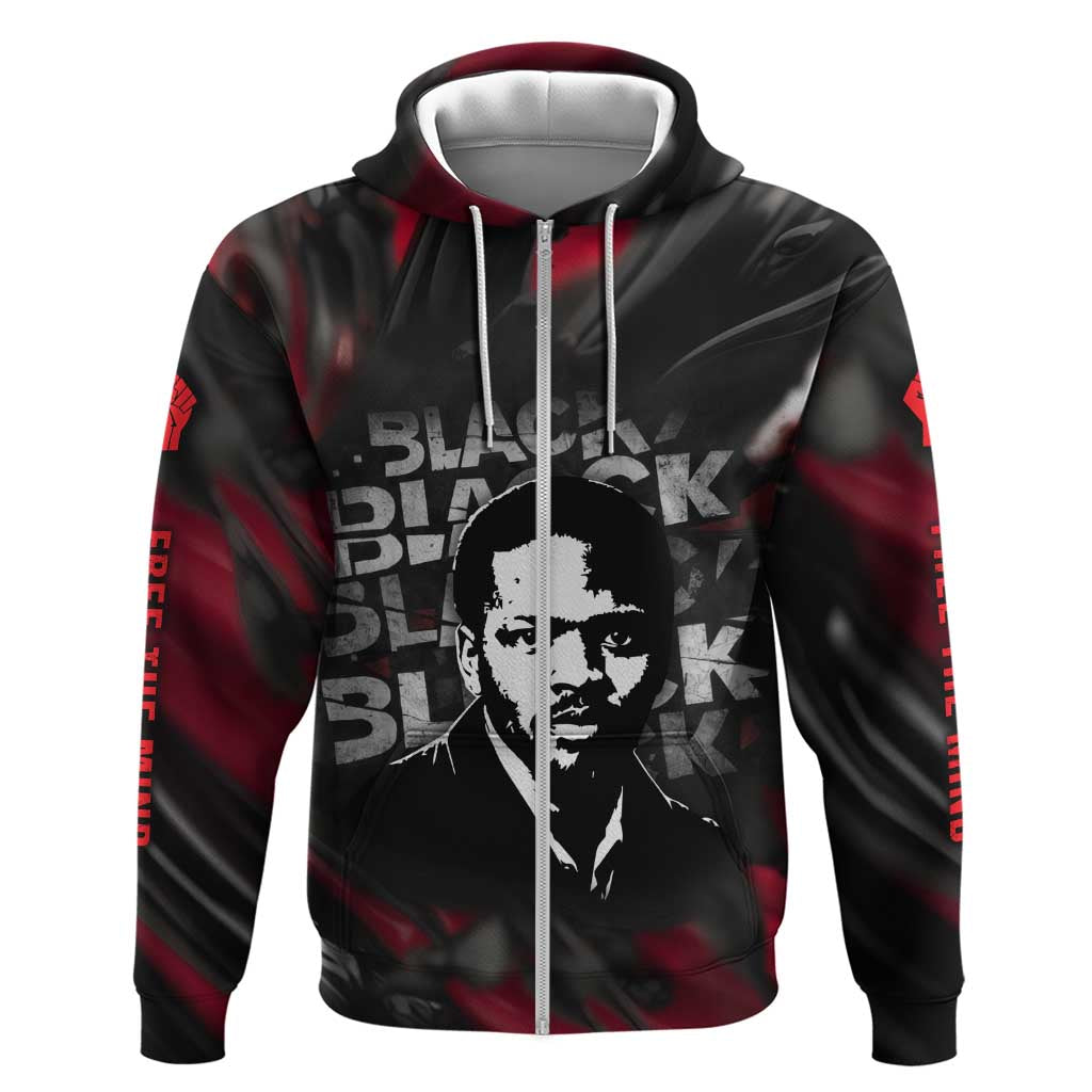 Steve Biko Hoodie with Black Consciousness Portrait, Power Fist Symbol and Red-Black Freedom - African Pride