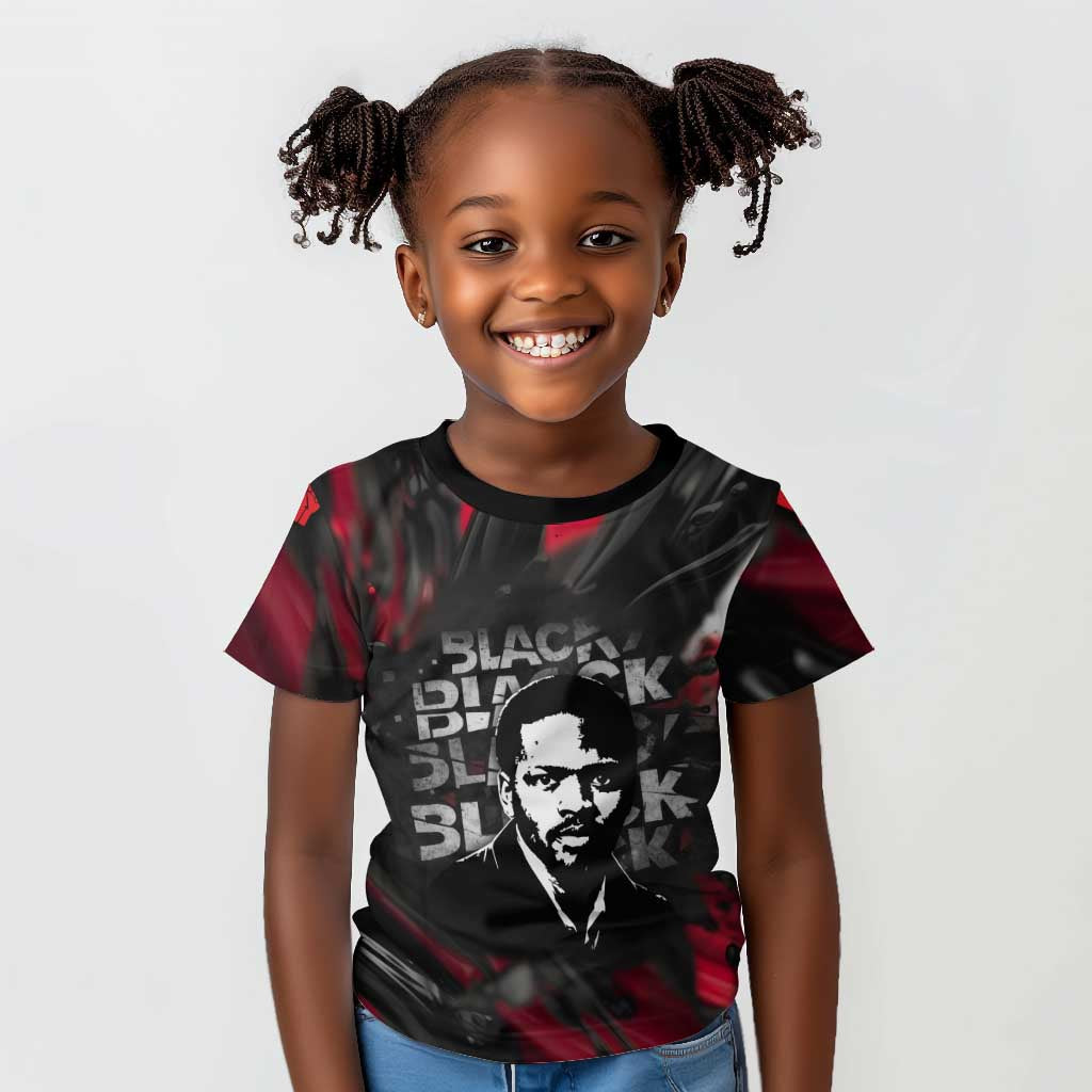 Steve Biko Kid T shirt with Black Consciousness Portrait, Power Fist Symbol and Red-Black Freedom - African Pride
