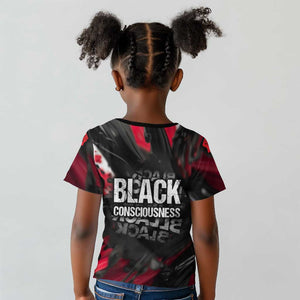 Steve Biko Kid T shirt with Black Consciousness Portrait, Power Fist Symbol and Red-Black Freedom - African Pride
