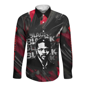 Steve Biko Long Sleeve Button Shirt with Black Consciousness Portrait, Power Fist Symbol and Red-Black Freedom - African Pride