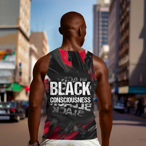 Steve Biko Men Tank Top with Black Consciousness Portrait, Power Fist Symbol and Red-Black Freedom - African Pride