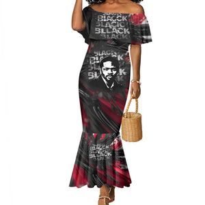 Steve Biko Mermaid Dress with Black Consciousness Portrait, Power Fist Symbol and Red-Black Freedom - African Pride