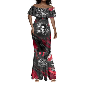 Steve Biko Mermaid Dress with Black Consciousness Portrait, Power Fist Symbol and Red-Black Freedom - African Pride