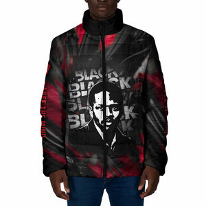 Steve Biko Padded Jacket with Black Consciousness Portrait, Power Fist Symbol and Red-Black Freedom - African Pride