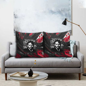 Steve Biko Pillow Cover with Black Consciousness Portrait, Power Fist Symbol and Red-Black Freedom - African Pride