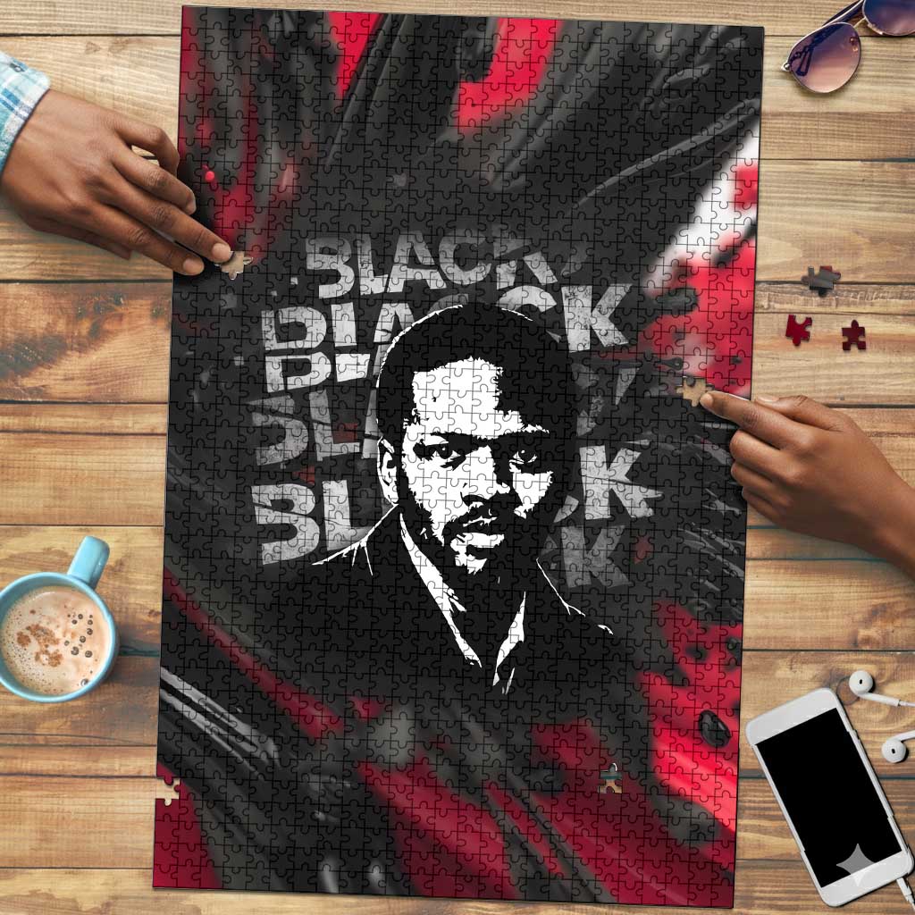 Steve Biko Puzzle with Black Consciousness Portrait, Power Fist Symbol and Red-Black Freedom - African Pride