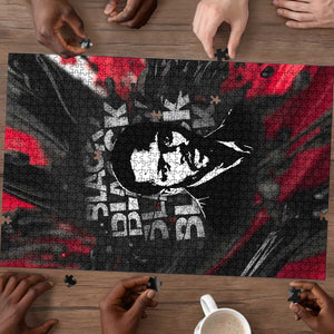 Steve Biko Puzzle with Black Consciousness Portrait, Power Fist Symbol and Red-Black Freedom - African Pride