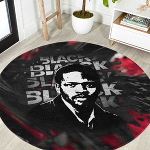 Steve Biko Round Carpet with Black Consciousness Portrait, Power Fist Symbol and Red-Black Freedom - African Pride