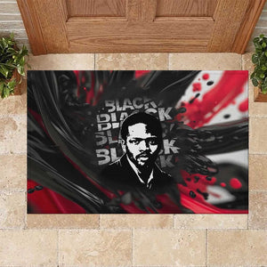 Steve Biko Rubber Doormat with Black Consciousness Portrait, Power Fist Symbol and Red-Black Freedom - African Pride
