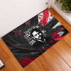 Steve Biko Rubber Doormat with Black Consciousness Portrait, Power Fist Symbol and Red-Black Freedom - African Pride