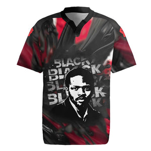 Steve Biko Rugby Jersey with Black Consciousness Portrait, Power Fist Symbol and Red-Black Freedom - African Pride