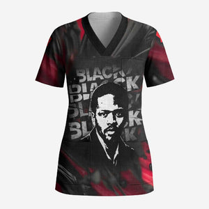 Steve Biko Scrub Top with Black Consciousness Portrait, Power Fist Symbol and Red-Black Freedom - African Pride