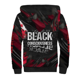 Steve Biko Sherpa Hoodie with Black Consciousness Portrait, Power Fist Symbol and Red-Black Freedom - African Pride