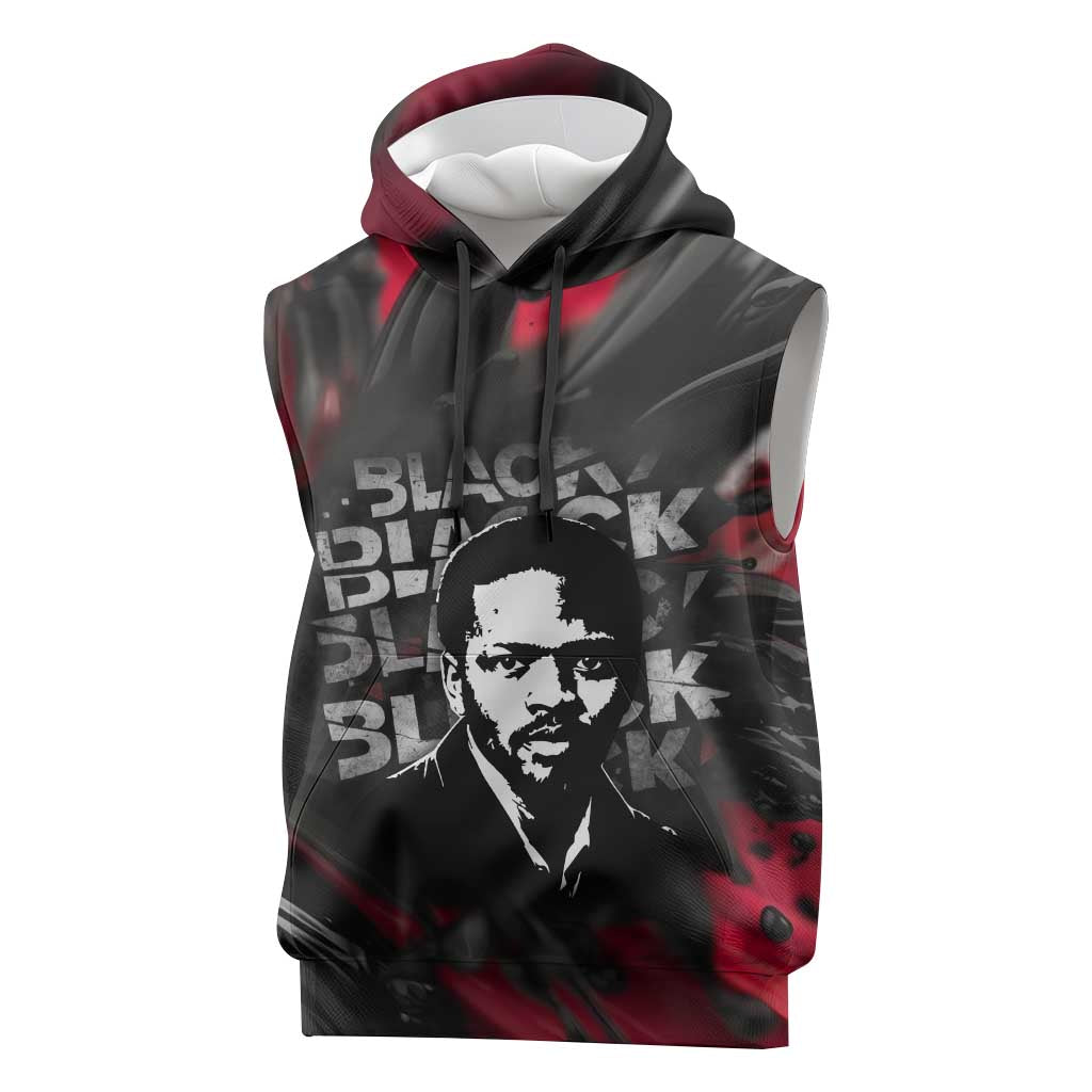 Steve Biko Sleeveless Hoodie with Black Consciousness Portrait, Power Fist Symbol and Red-Black Freedom - African Pride