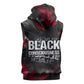 Steve Biko Sleeveless Hoodie with Black Consciousness Portrait, Power Fist Symbol and Red-Black Freedom - African Pride