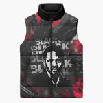 Steve Biko Sleeveless Puffer Jacket with Black Consciousness Portrait, Power Fist Symbol and Red-Black Freedom - African Pride
