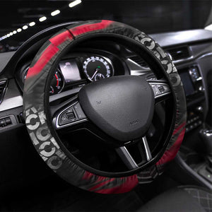 Steve Biko Steering Wheel Cover with Black Consciousness Portrait, Power Fist Symbol and Red-Black Freedom - African Pride