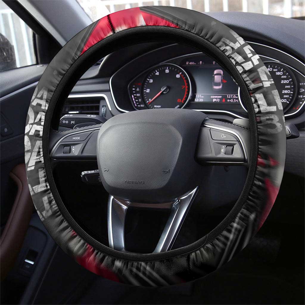 Steve Biko Steering Wheel Cover with Black Consciousness Portrait, Power Fist Symbol and Red-Black Freedom - African Pride