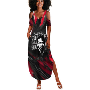 Steve Biko Summer Maxi Dress with Black Consciousness Portrait, Power Fist Symbol and Red-Black Freedom - African Pride