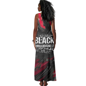 Steve Biko Tank Maxi Dress with Black Consciousness Portrait, Power Fist Symbol and Red-Black Freedom - African Pride