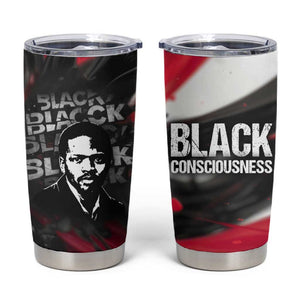 Steve Biko Tumbler Cup with Black Consciousness Portrait, Power Fist Symbol and Red-Black Freedom - African Pride