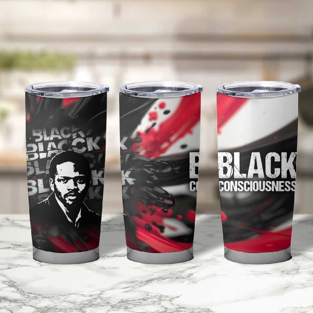 Steve Biko Tumbler Cup with Black Consciousness Portrait, Power Fist Symbol and Red-Black Freedom - African Pride