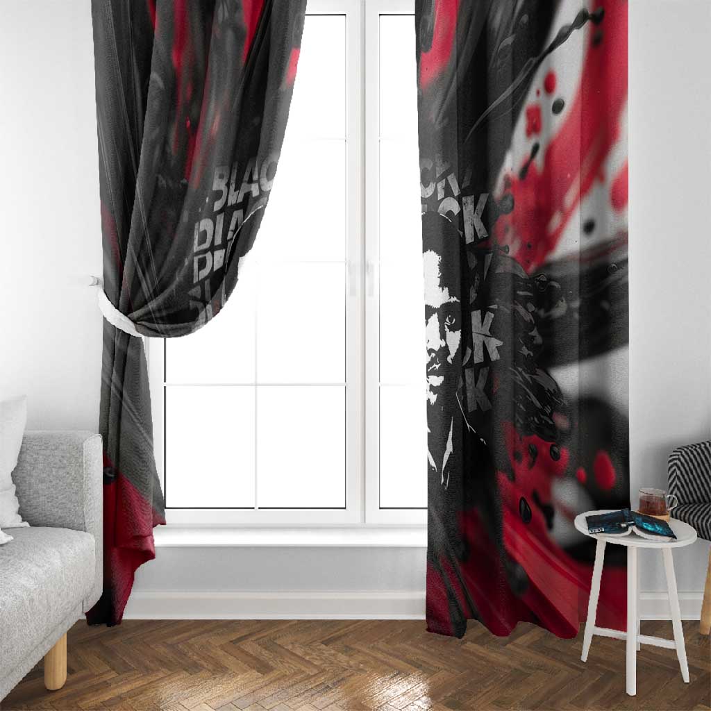 Steve Biko Window Curtain with Black Consciousness Portrait, Power Fist Symbol and Red-Black Freedom - African Pride