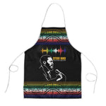 Steve Biko Apron with Microphone Portrait, Black Consciousness Quote and Vibrant Ethnic Wave - African Pride