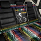 Steve Biko Back Car Seat Cover with Microphone Portrait, Black Consciousness Quote and Vibrant Ethnic Wave - African Pride
