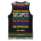 Steve Biko Basketball Jersey with Microphone Portrait, Black Consciousness Quote and Vibrant Ethnic Wave - African Pride