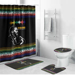 Steve Biko Bathroom Set with Microphone Portrait, Black Consciousness Quote and Vibrant Ethnic Wave - African Pride